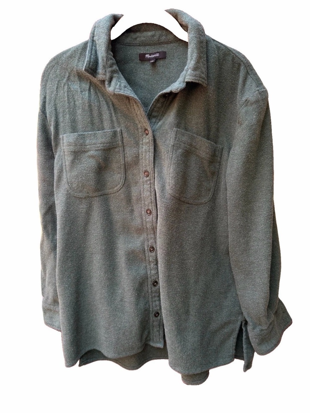 Madewell Oversized Ex-Boyfriend Long Sleeve Flannel Shirt M Green